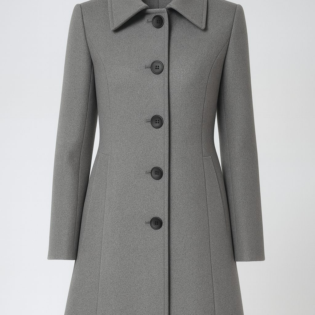 Women’s Winter Trench Coat with Shaped Waist and Button Front