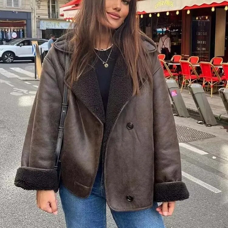 Women's Leather Winter Jacket - Emile