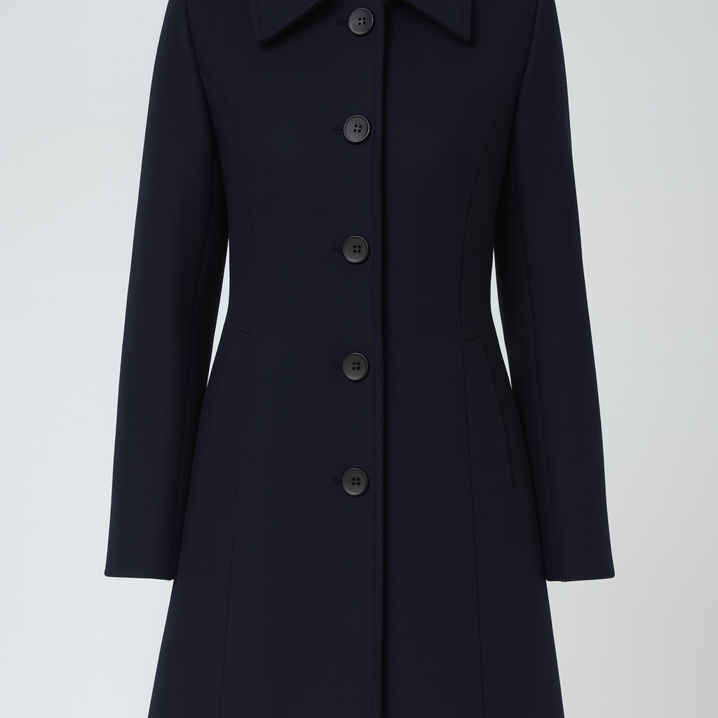 Women’s Winter Trench Coat with Shaped Waist and Button Front