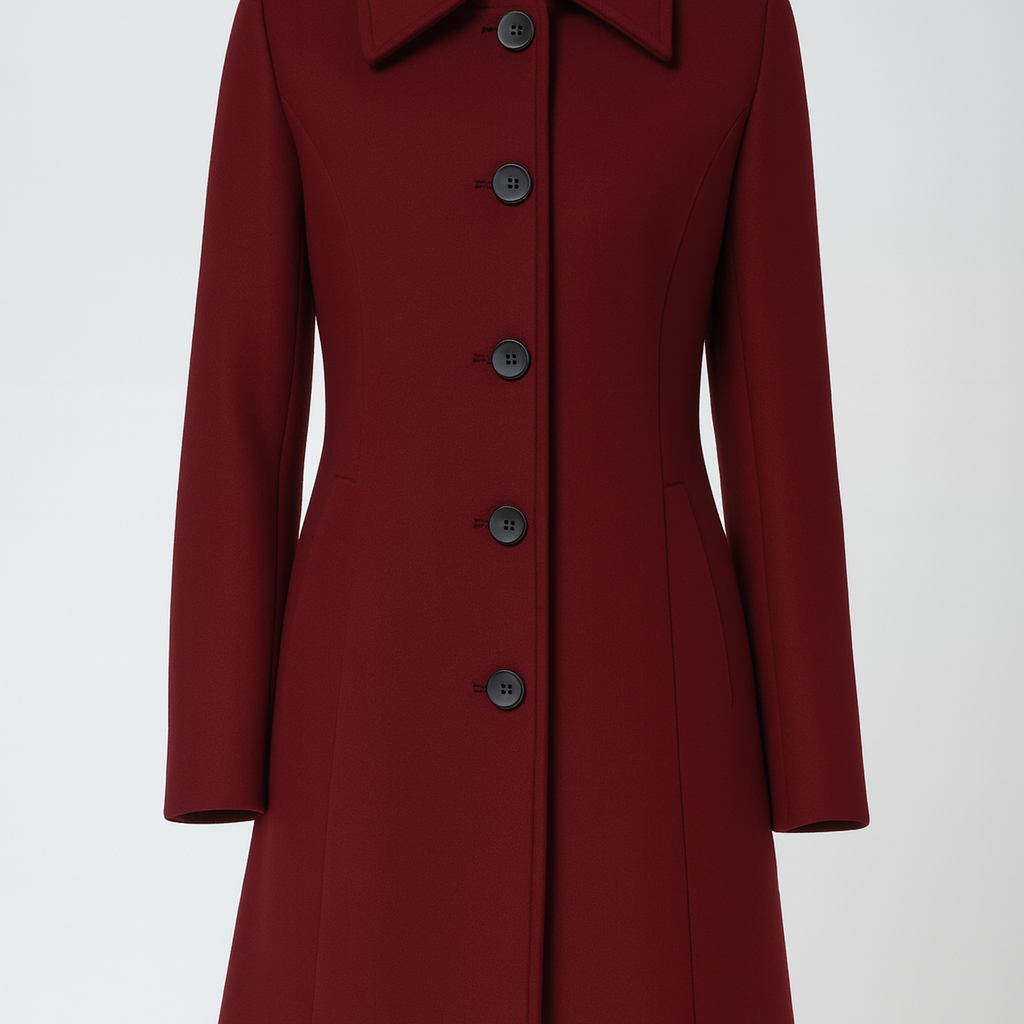 Women’s Winter Trench Coat with Shaped Waist and Button Front