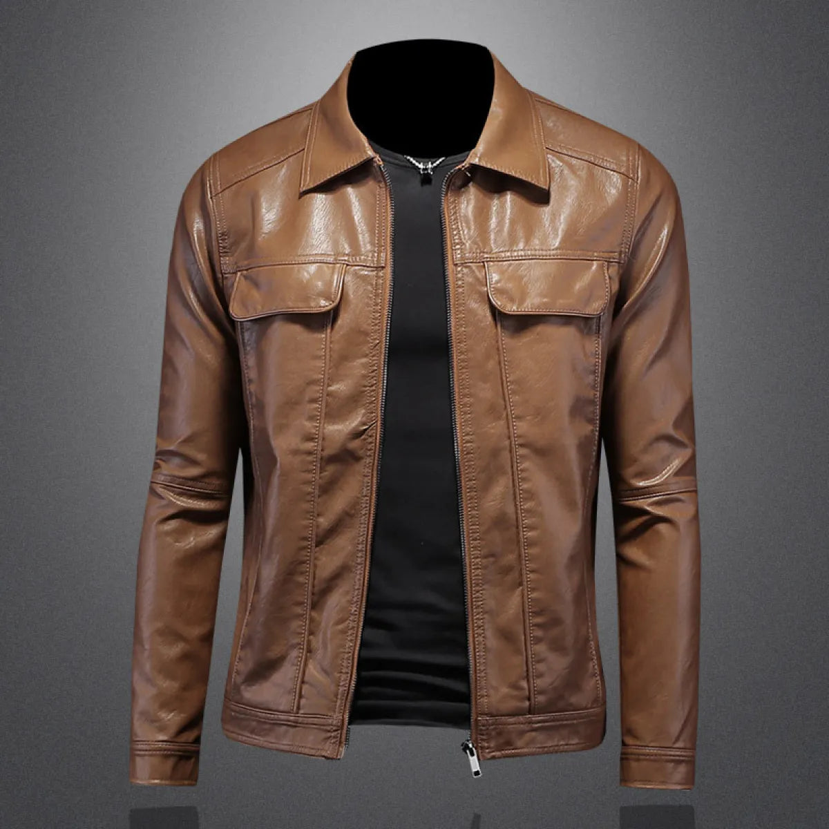 Men’s Slim Fit Casual Leather Jacket