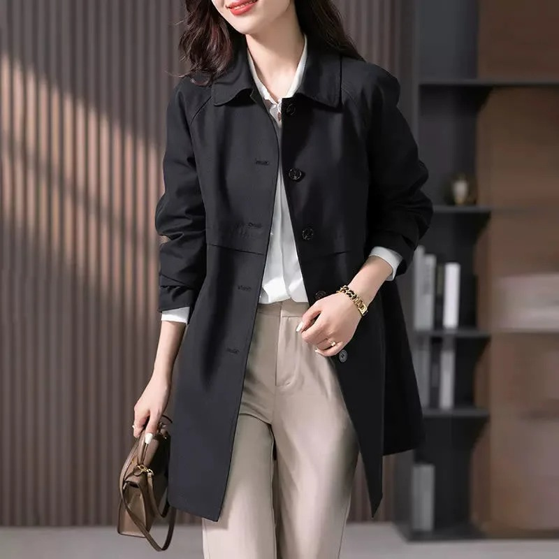 Classic Single-Button Down Women’s Trench Coat