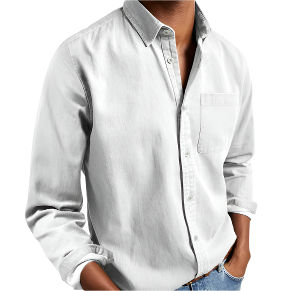 Men's Casual Denim Shirt with Button-Down Collar 3