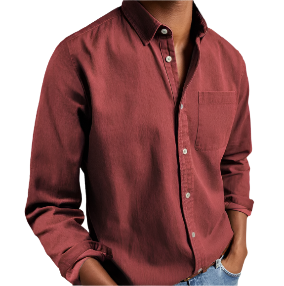 Men's Casual Denim Shirt with Button-Down Collar 4