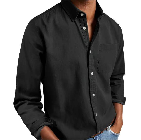 Men's Casual Denim Shirt with Button-Down Collar 9