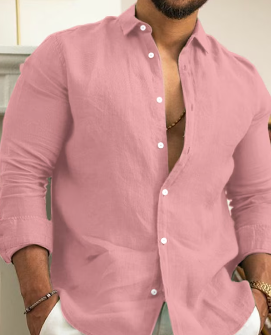 Men's Long Sleeve Linen Shirt – Breathable, Lightweight Fabric for Casual and Smart Casual Wear 3