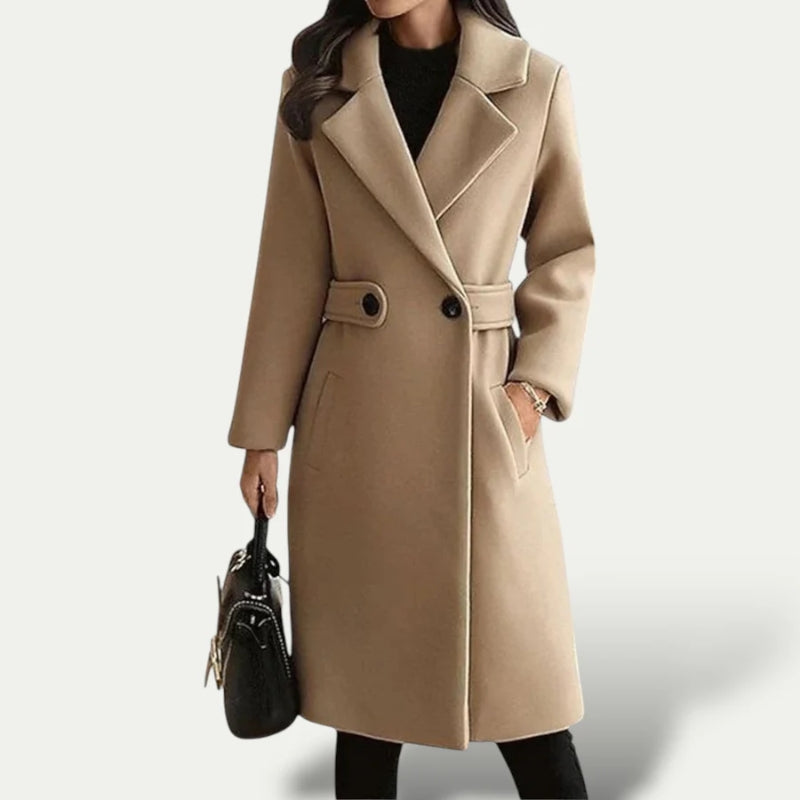 Women’s Long Button Overcoat with Lapel Collar