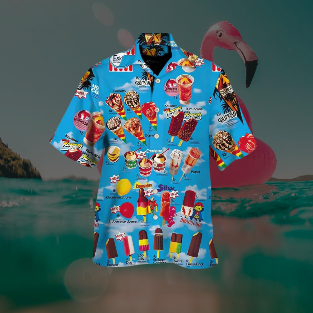 Men’s Ice Cream Print Short Sleeve Shirt – Summer Essential