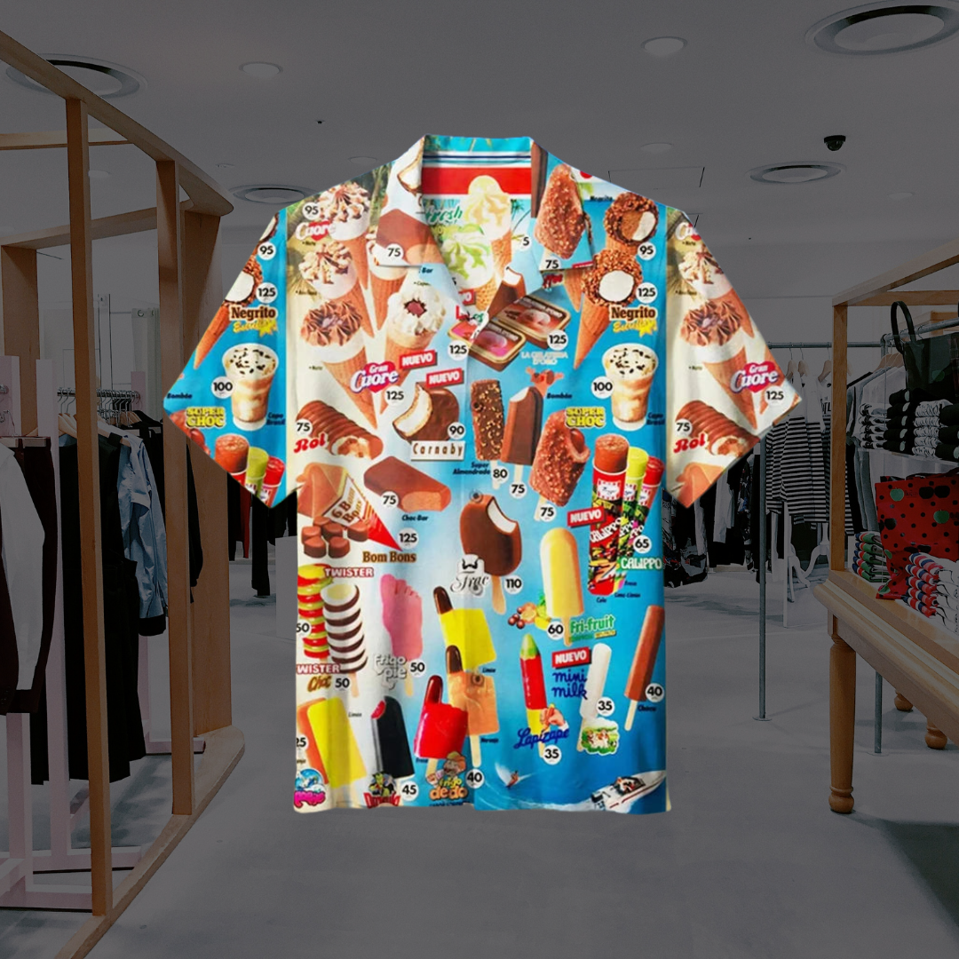 Men’s Ice Cream Print Short Sleeve Shirt – Summer Essential
