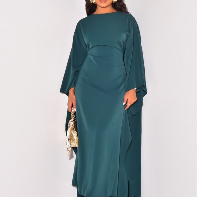 Women’s Cape Maxi Dress - Flowy Fit for Daytime & Evening Wear