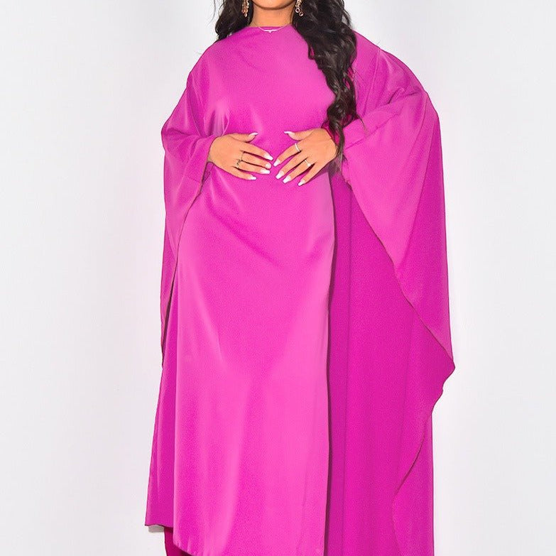 Women’s Cape Maxi Dress - Flowy Fit for Daytime & Evening Wear