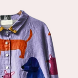 Women’s Dog Print Blouse | Comfortable Fit | Summer & Everyday Wear