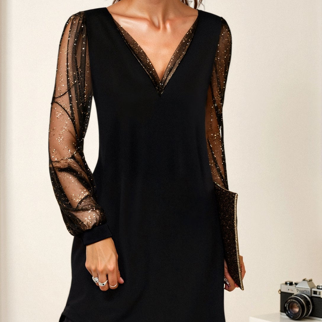 Women’s Evening Dress with Sheer Sleeves | Refined Fit for Special Occasions