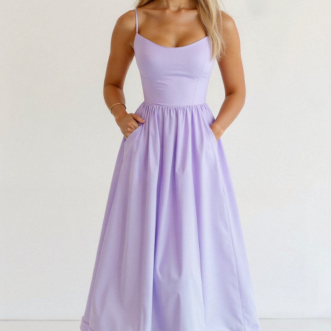 Women’s Flowing Midi Dress - Comfortable Fit for Day-to-Night Wear