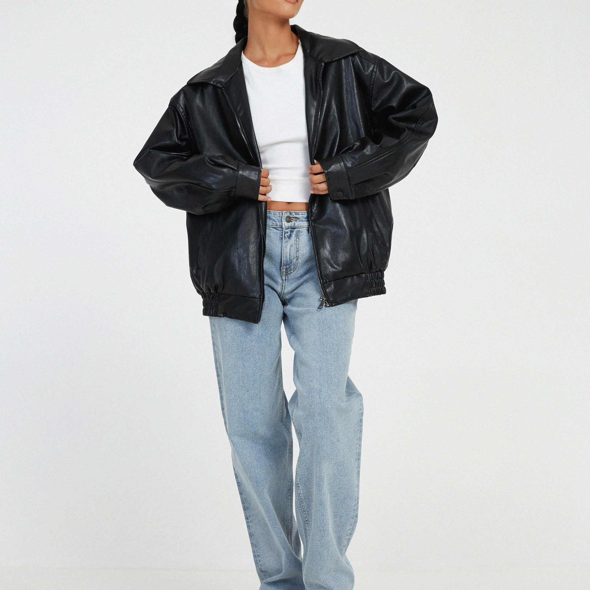 Women’s Loose Leather Jacket | Relaxed & Comfortable Fit | Everyday & Versatile Wear