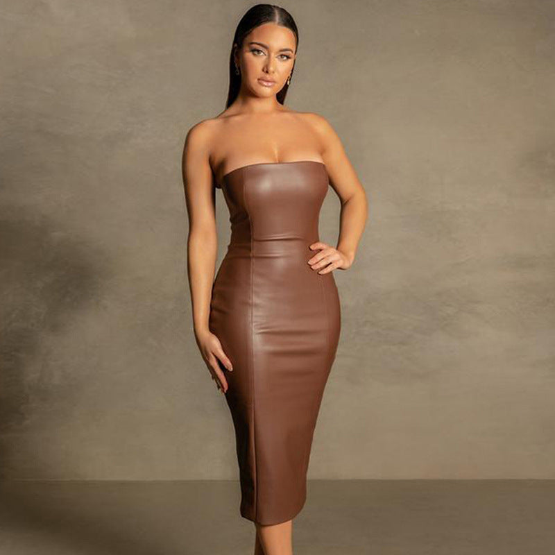 Women’s Strapless Midi Dress | Sleek Bodycon Fit | Party & Evening Wear