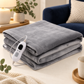 Grey Flannel Heated Throw – 6 Heat Settings & Timer