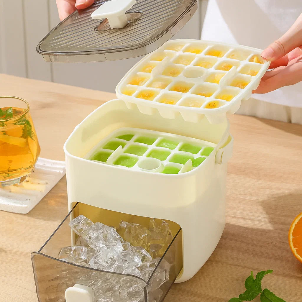 Eiswürfelbox mit Druckfunktion – 48 Würfel ohne Kleckern & ohne Mühe -   Mivoza Deutschland
