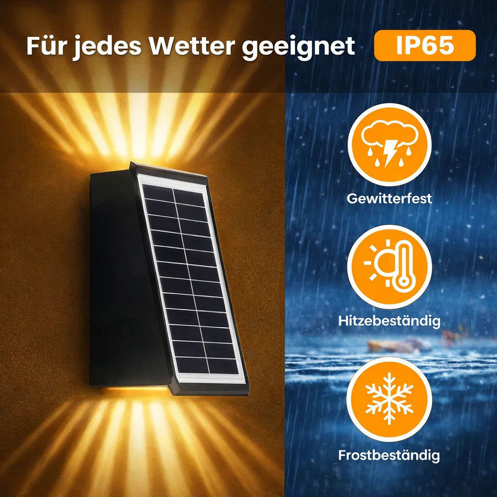 Solar-Wandleuchte mit RGB & Warmweiß – Kabellos & Automatisch -   Mivoza Deutschland