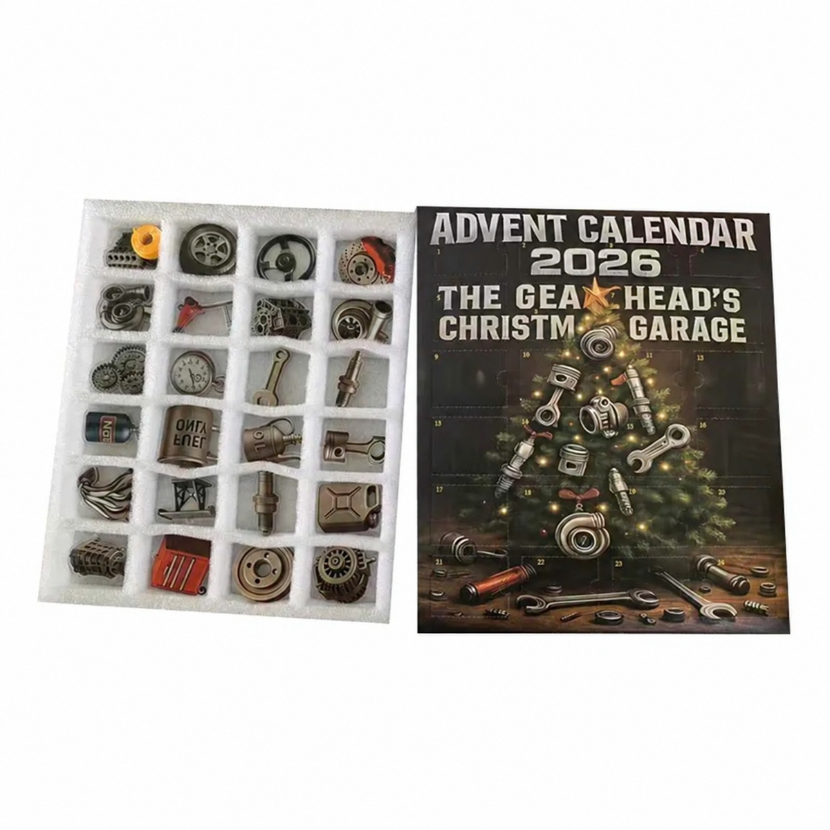 The Gearhead's Christmas Garage 2026 Advent Calendar 24-day Tool-Themed Surprise Blind Box For Car Enthusiasts DIY Holidays