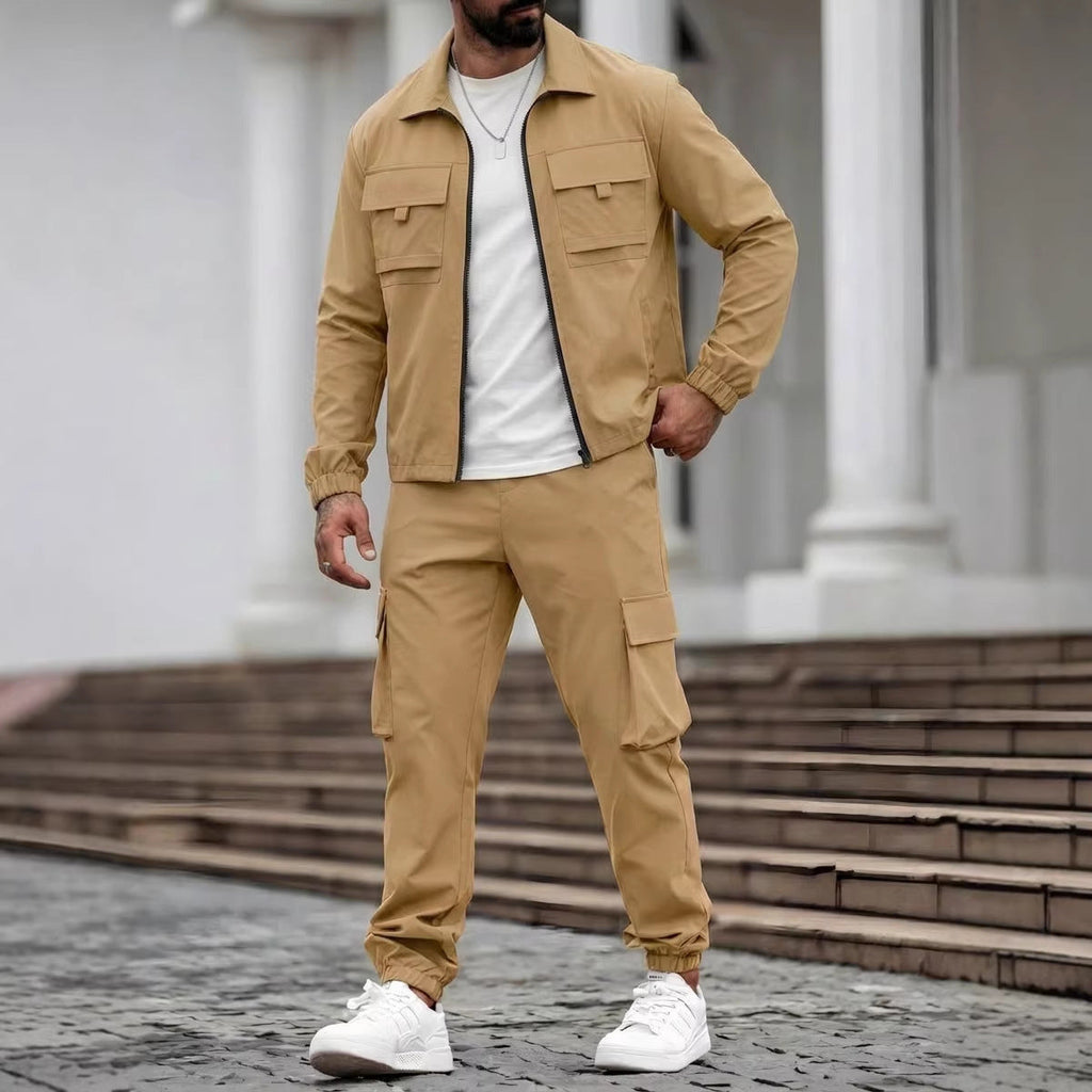 Set giacca tattica e pantaloni cargo da uomo