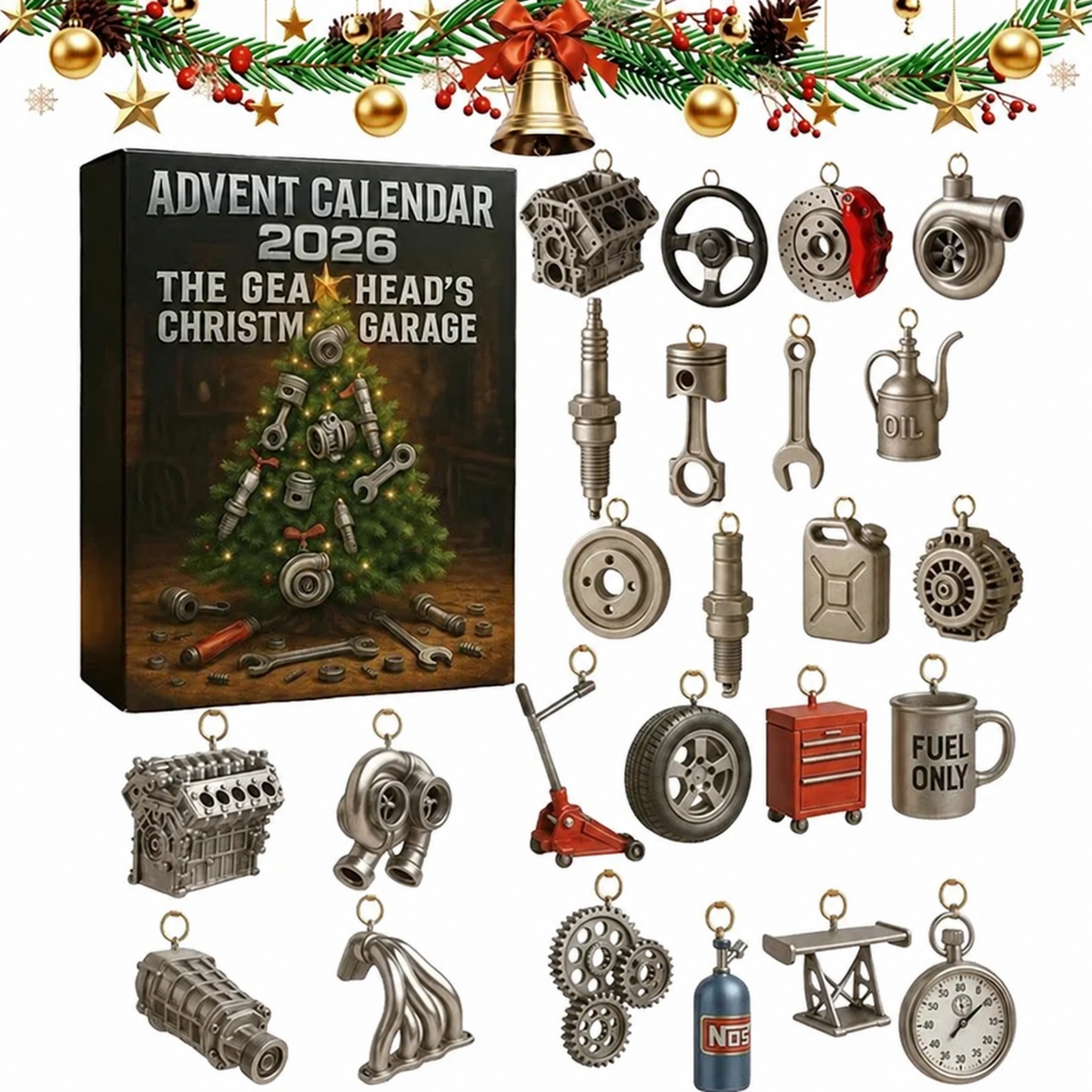 The Gearhead's Christmas Garage 2026 Advent Calendar 24-day Tool-Themed Surprise Blind Box For Car Enthusiasts DIY Holidays