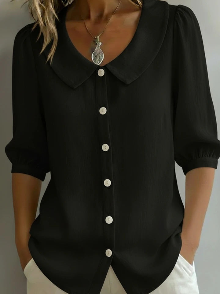 Blusa casual da donna, manica corta e ampia