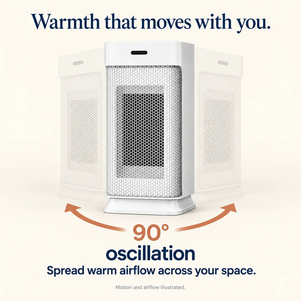Compact Oscillating Fan Heater – 800/1200 W & Remote Control