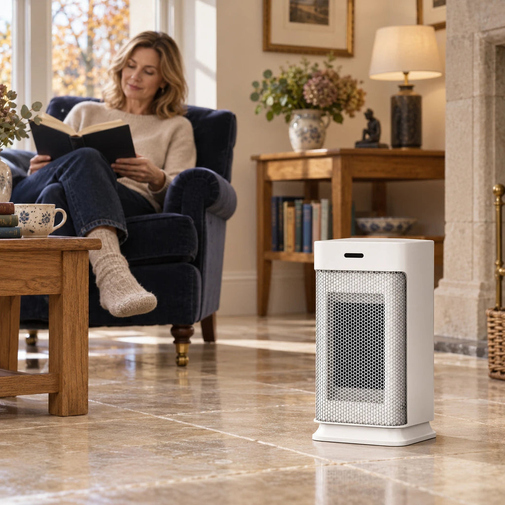 Compact Oscillating Fan Heater – 800/1200 W & Remote Control