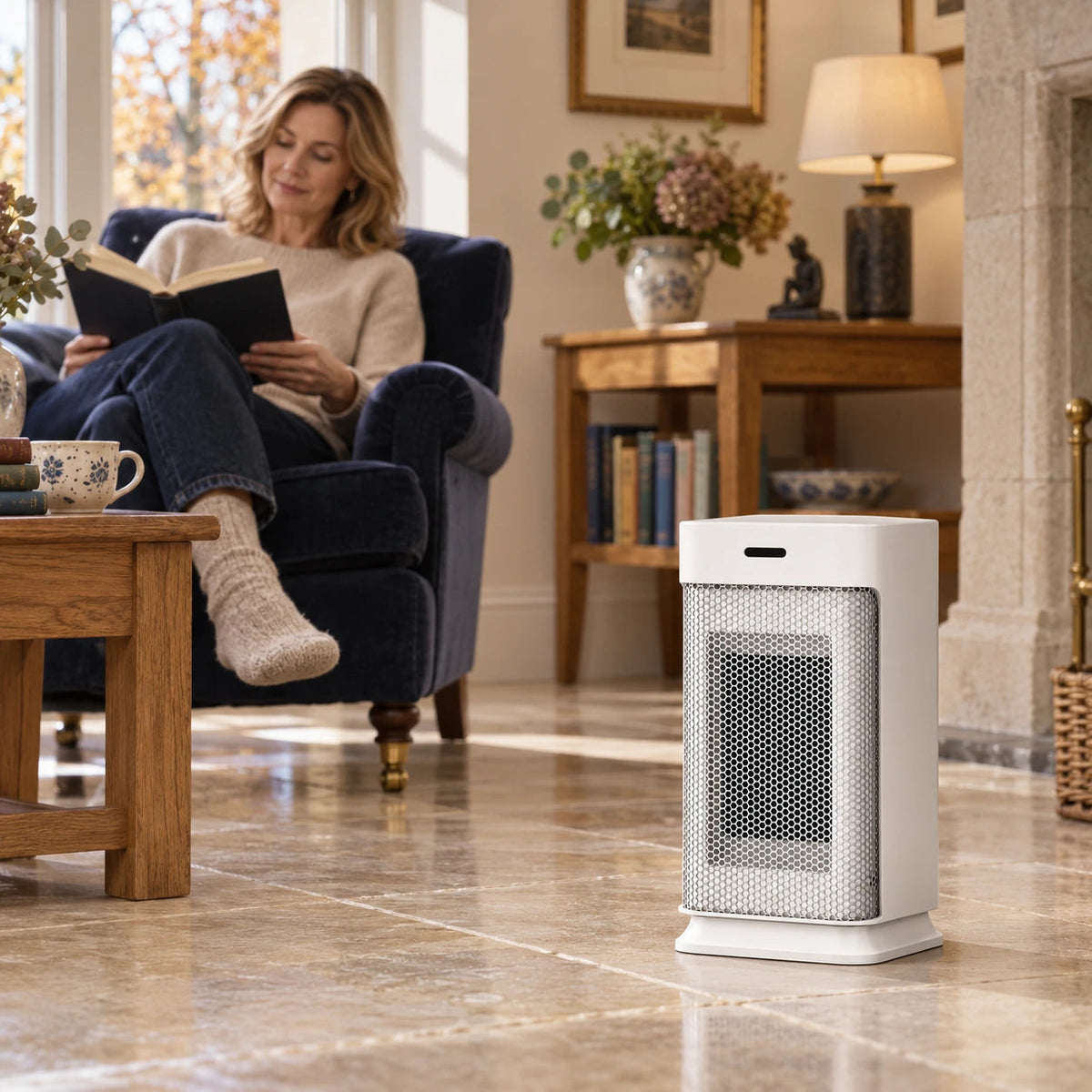 Compact Oscillating Fan Heater – 800/1200 W & Remote Control