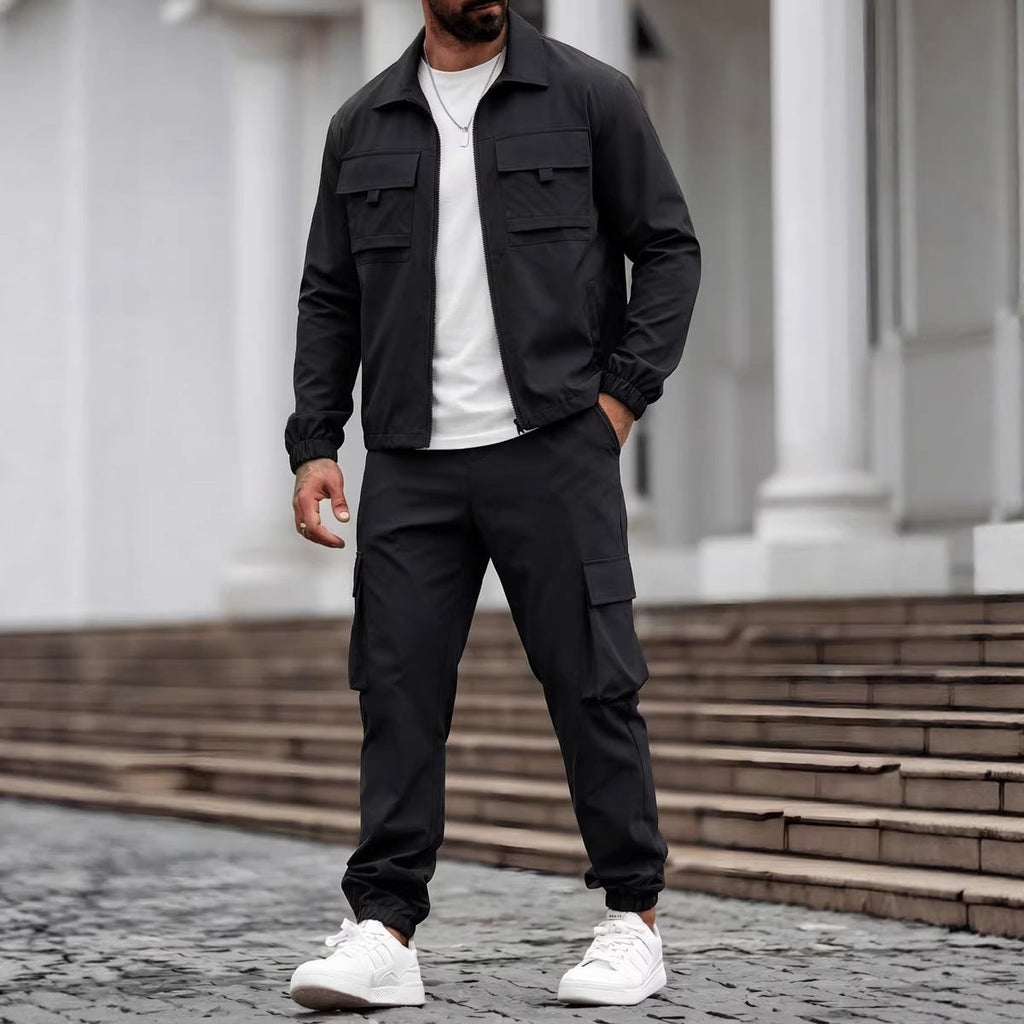 Set giacca tattica e pantaloni cargo da uomo