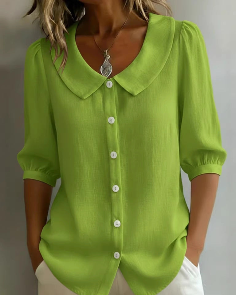 Blusa casual da donna, manica corta e ampia