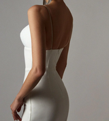 Women's V-Neck Spaghetti Strap Bodycon Dress – Flattering Fit for Weddings & Parties