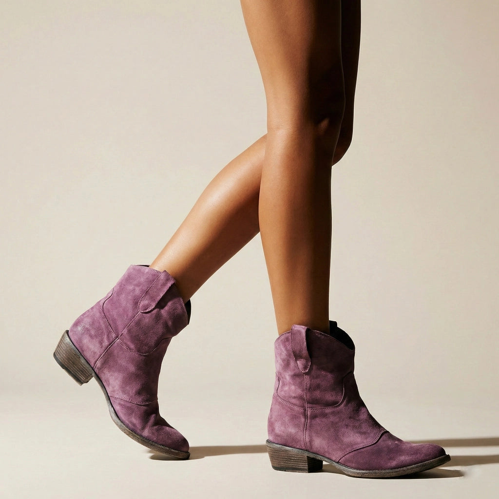 Stivaletti da donna con tacco basso in stile cowboy