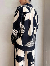 Women’s Graffiti Print Co-Ord Set | Wide-Leg Trousers & Matching Top