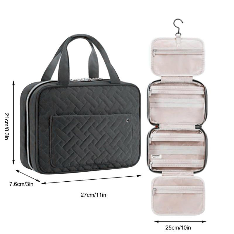Compact Travel Cosmetic Organizer | Water-Resistant with 4 Compartments & 360° Hook | For Men & Women