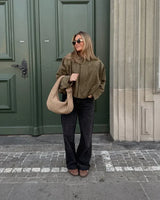Women’s Suede Bomber Jacket | Relaxed Fit & Lightweight | Spring & Everyday Wear