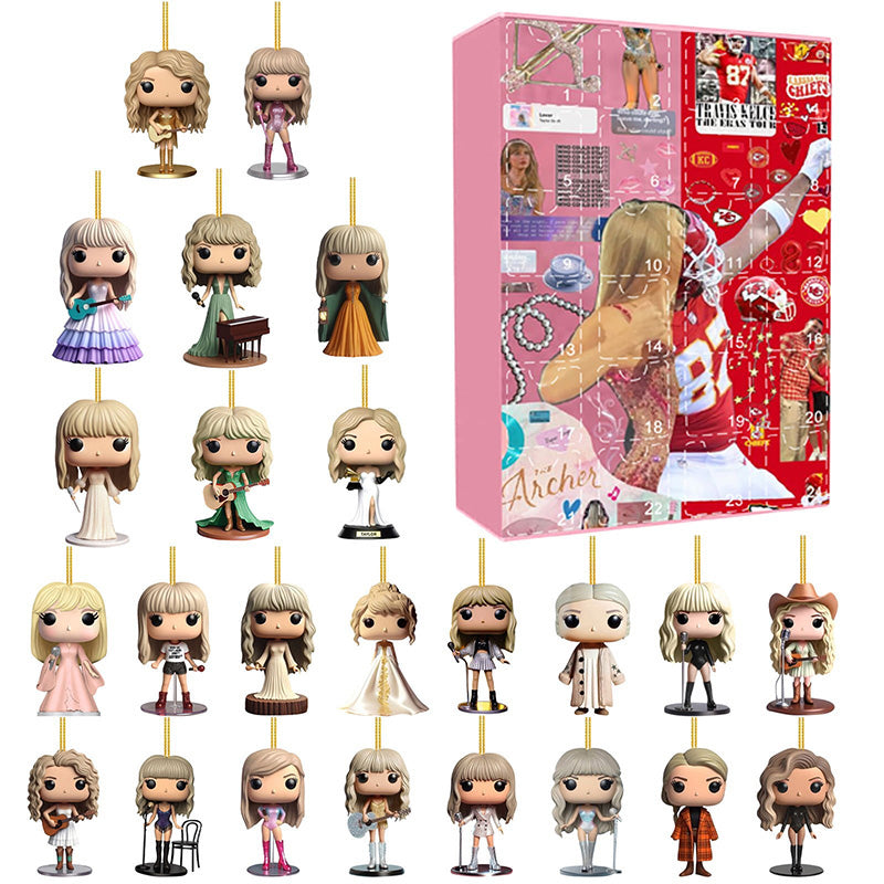 24 Day Advent Calendar with Exclusive Music Artist Inspired 2D Figurines | Christmas Countdown Holiday Ornament Set for Fans