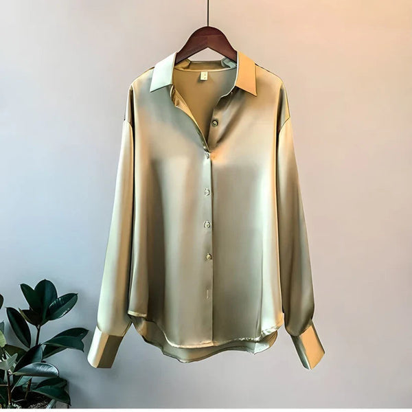 Women’s Silk Blouse – Long Sleeve Top for Work & Evening