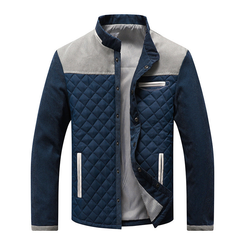 Men’s Quilted Jacket with Suede Shoulder Panels