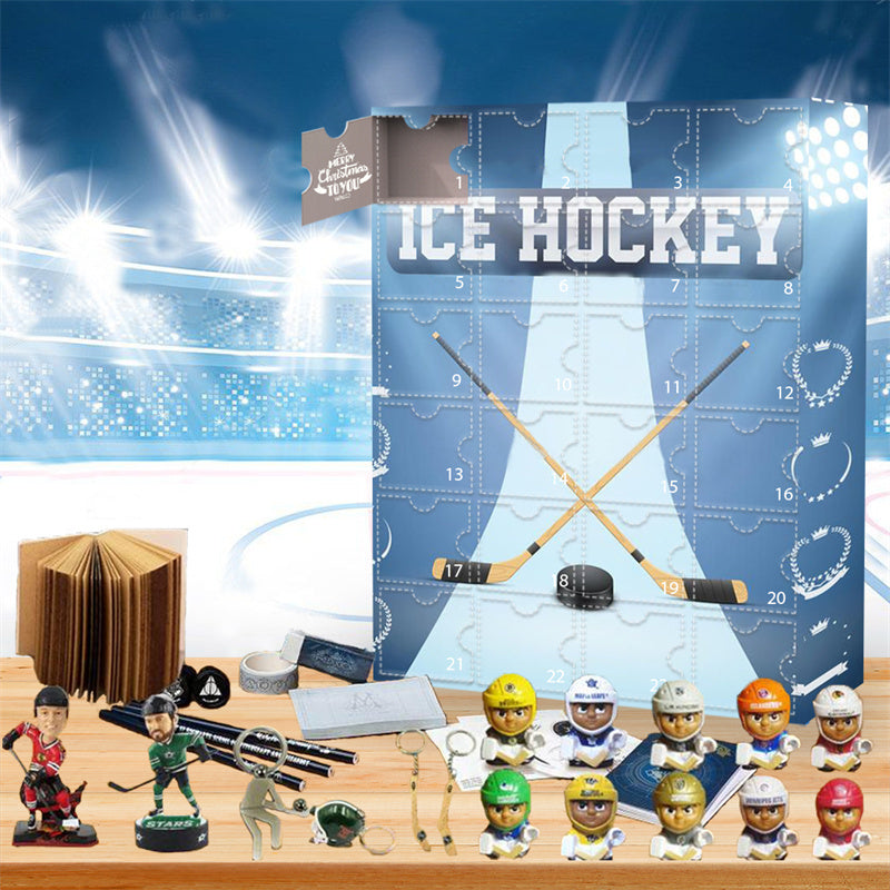 2026 Ice Hockey Advent Calendar | 24 Day Ice Hockey Countdown with Ornaments and Souvenirs | Handmade Sports Fan Holiday Gift