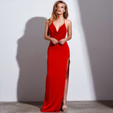 Women's V-Neck Spaghetti Strap Bodycon Dress – Flattering Fit for Weddings & Parties
