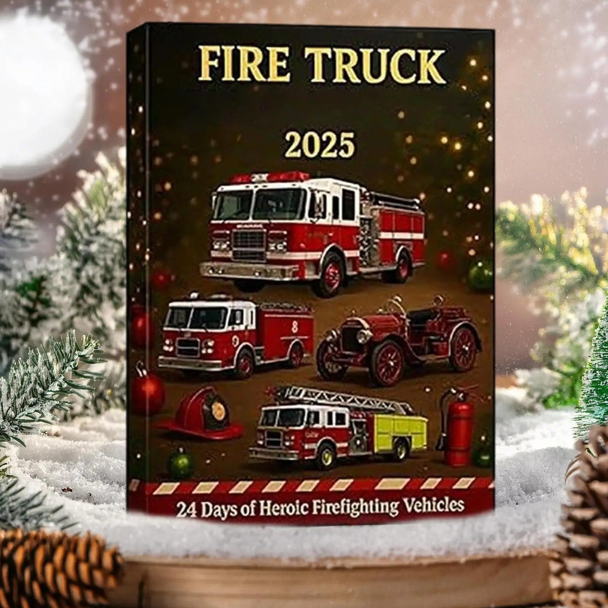 Fire Truck Advent Calendar 2025 – 24-Day Firefighting Vehicle Acrylic Ornaments