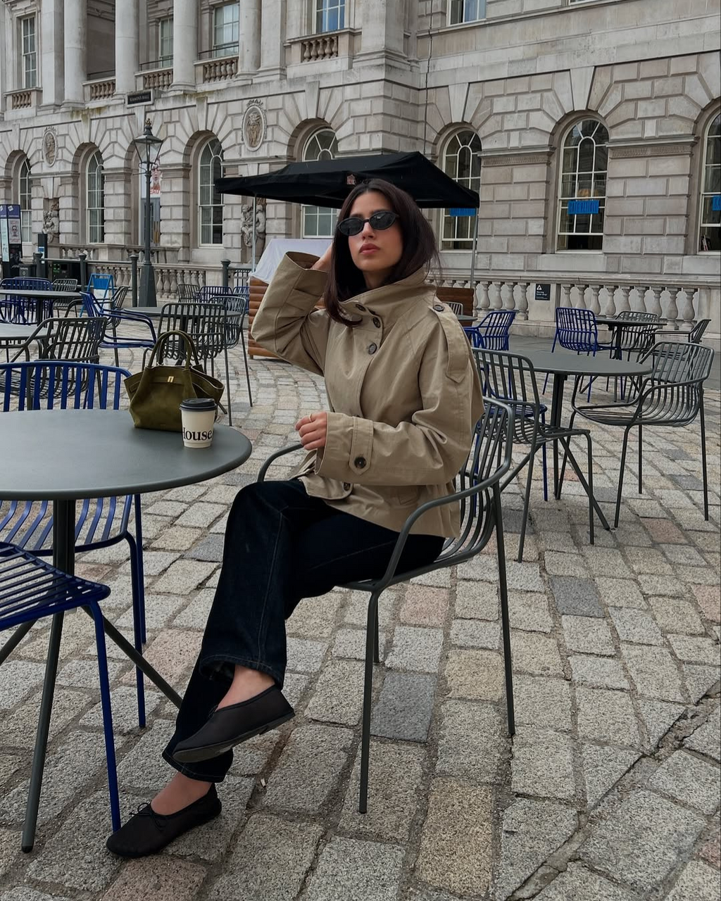 Women's Funnel Neck Double Breasted Belted Cropped Trench Coat