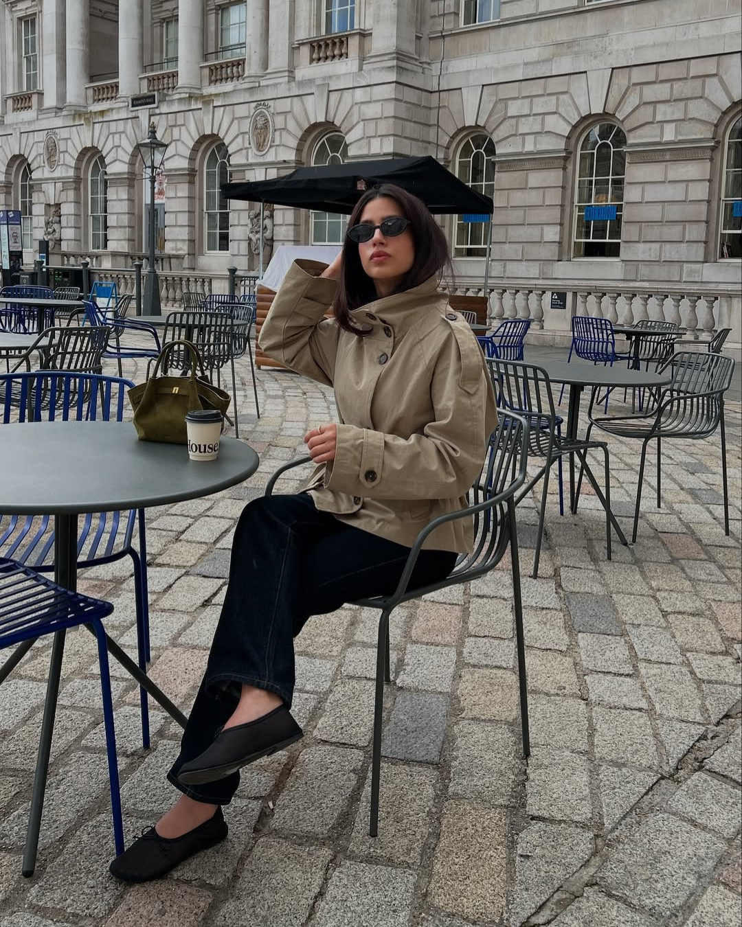 Women's Funnel Neck Double Breasted Belted Cropped Trench Coat