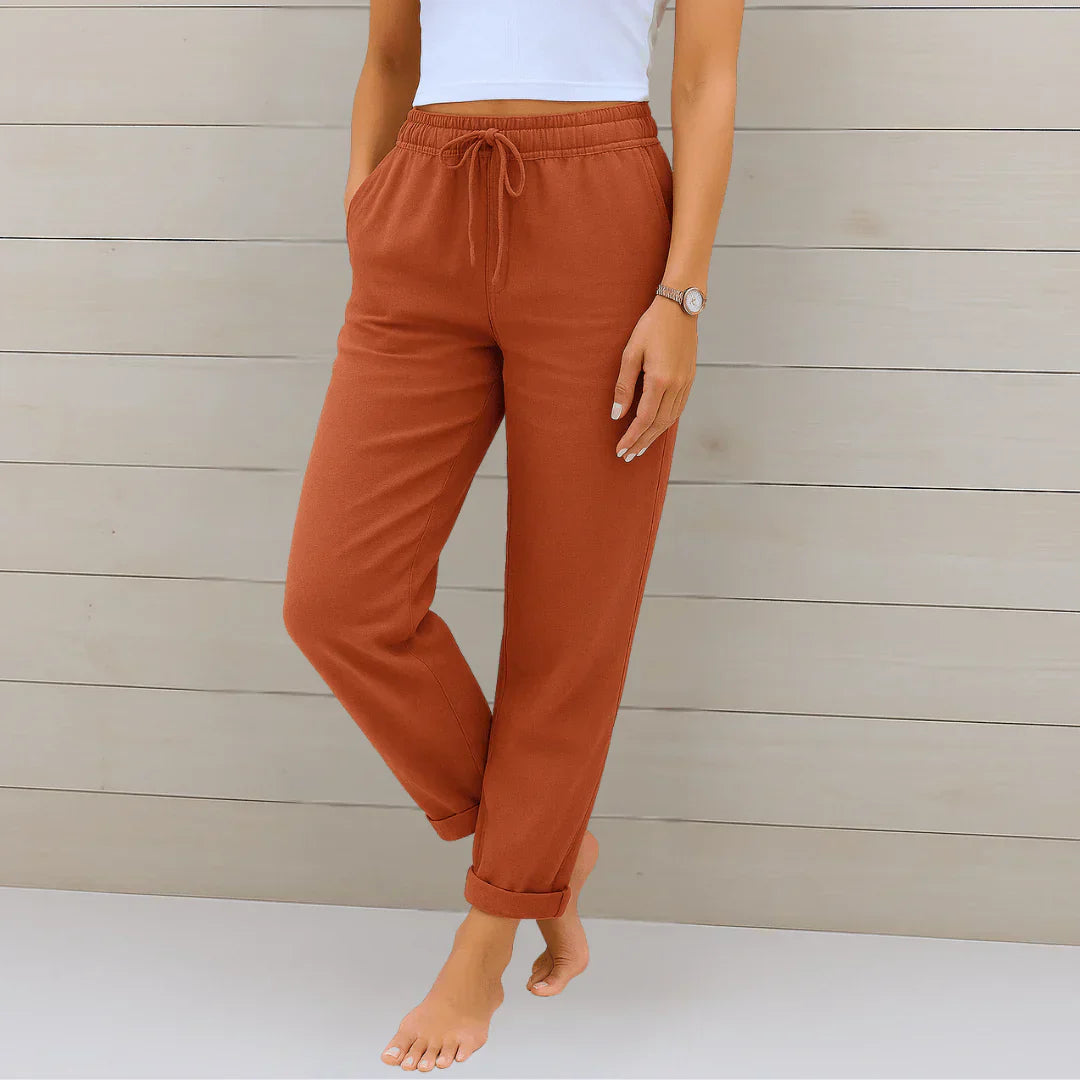 Pantaloni elasticizzati da donna in lino