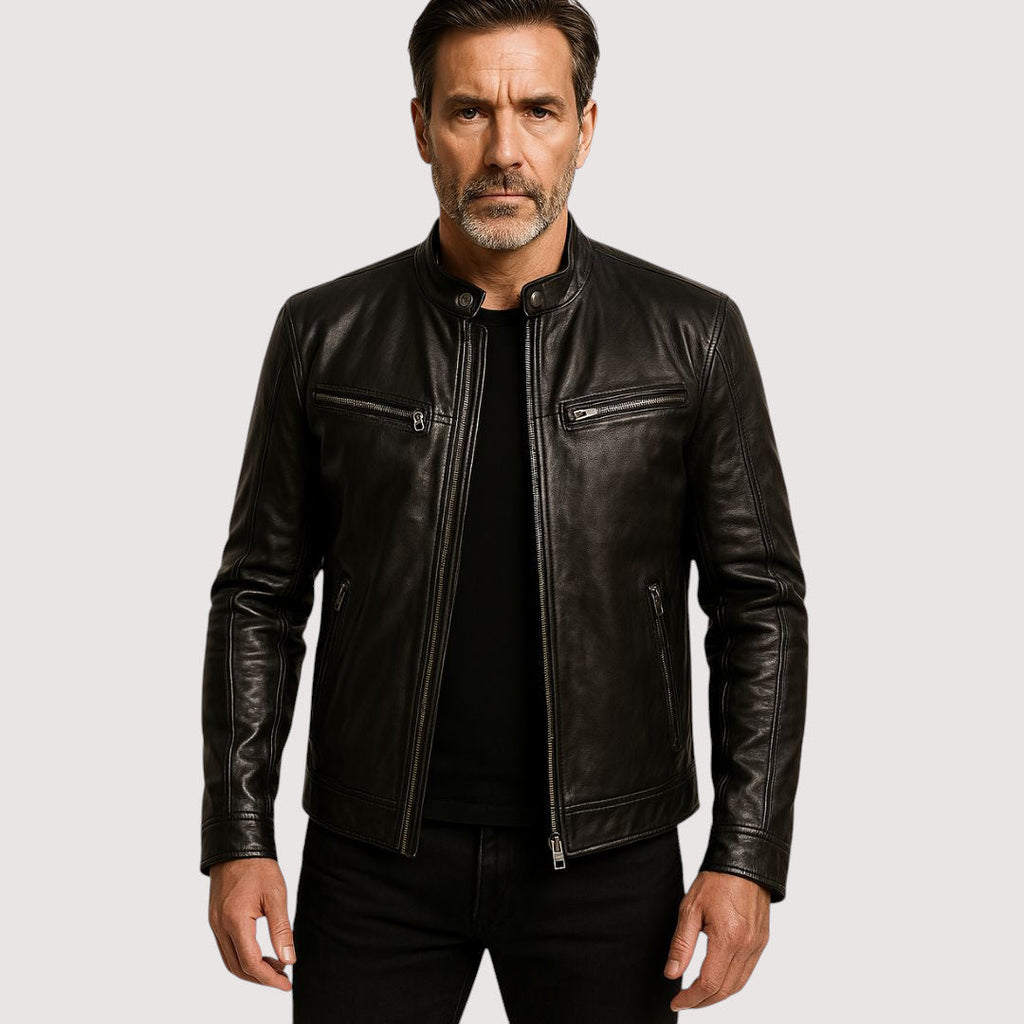 Elegant Men's Leather Jacket – Genuine Leather, Timeless Style, All-Season Comfort