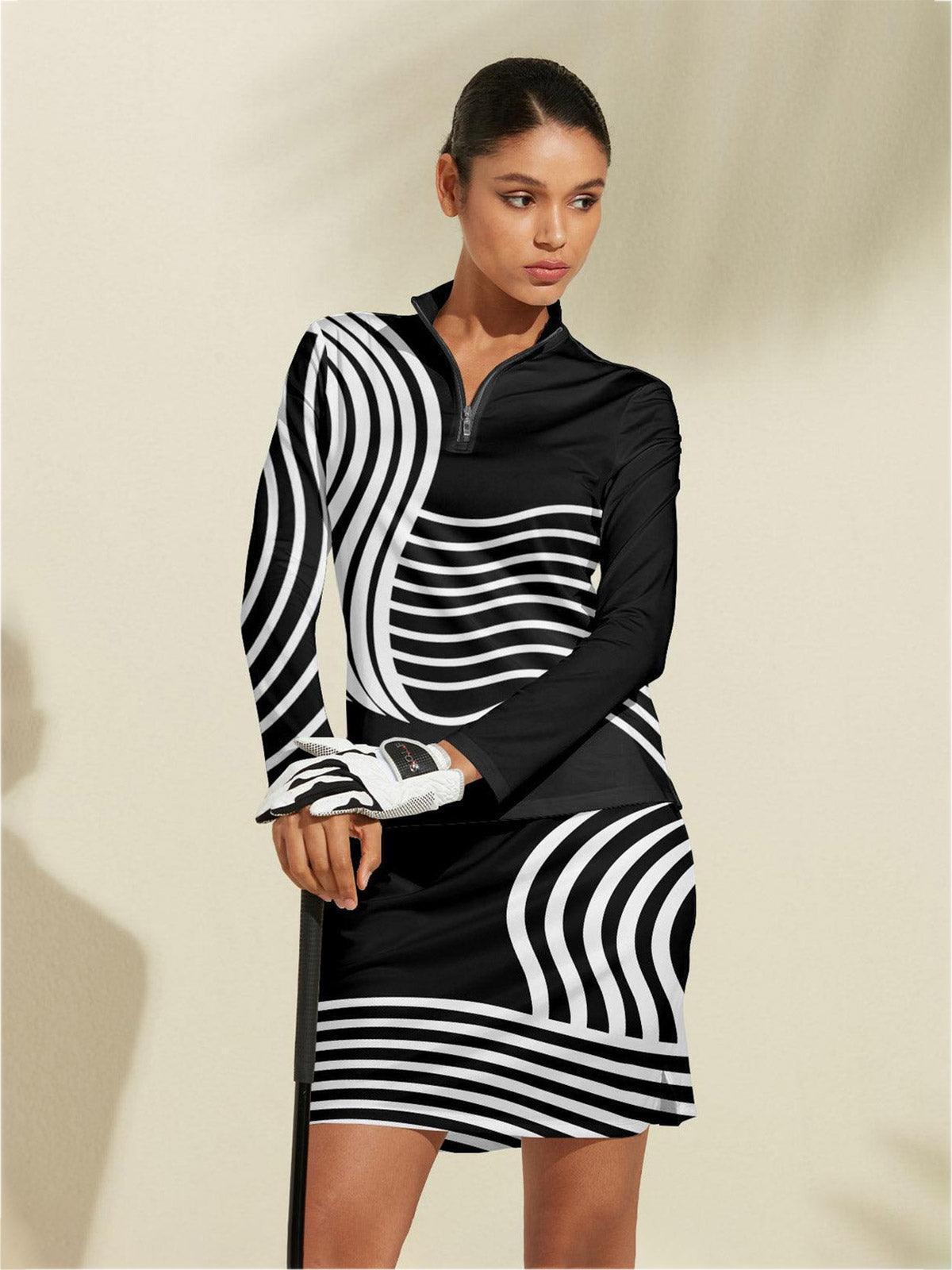Pullover da golf leggero da donna con mezza zip e protezione UPF50