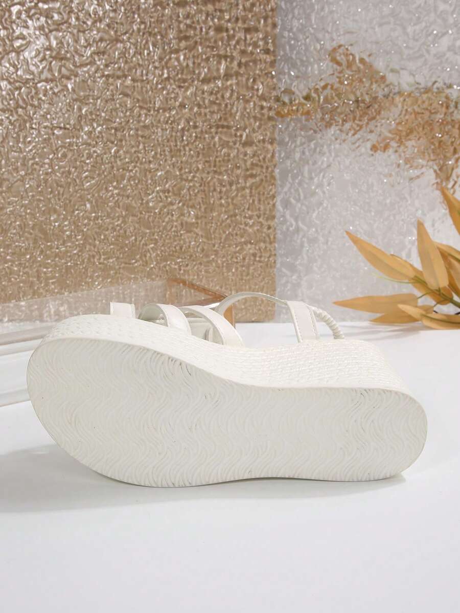 Open Toe T Bar High Platform Wedge Sandals for Women