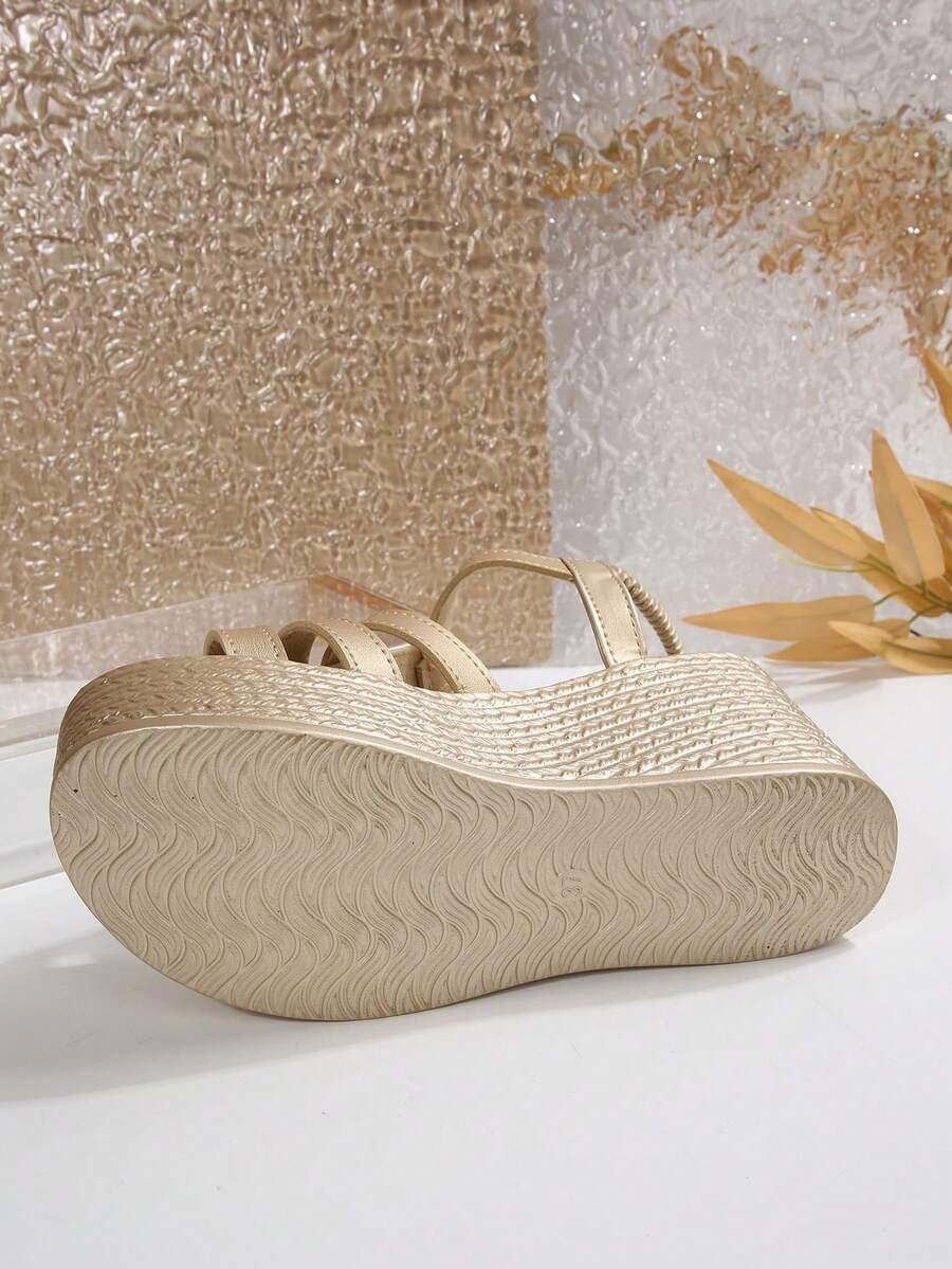 Open Toe T Bar High Platform Wedge Sandals for Women